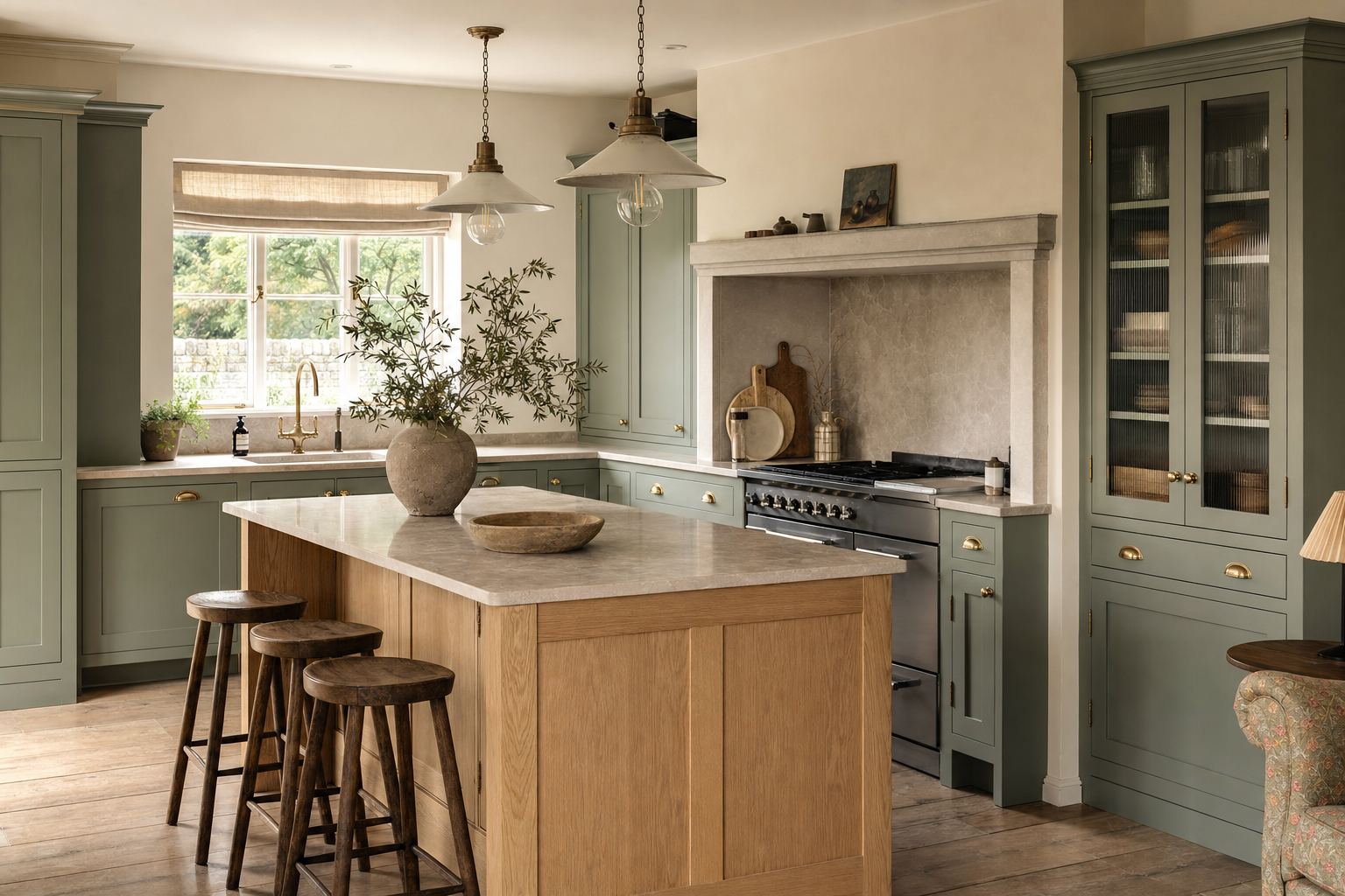 Finished warm fitted kitchen with island