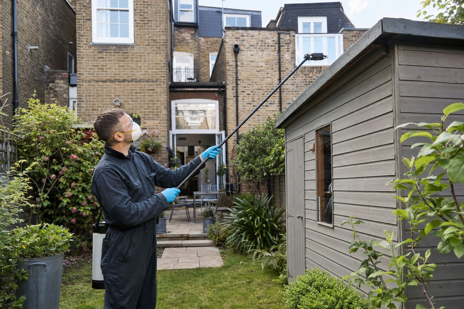 Representative discreet London pest control inspection scene